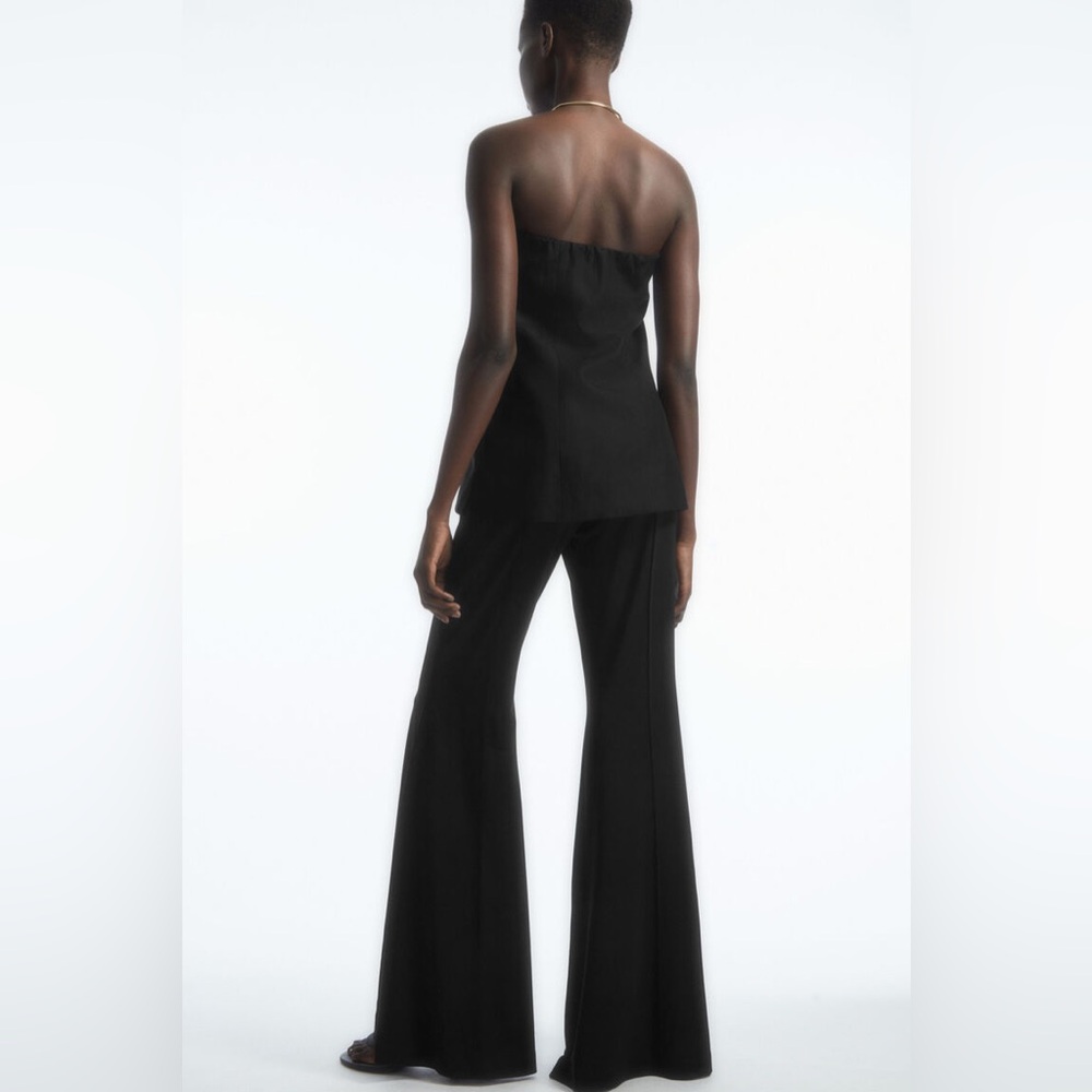 NWT COS Pintucked Black Flared Legs Black Trousers Pull On Pants Size XS - Picture 2 of 13